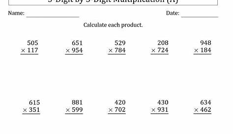 3 digit by 3 digit multiplication worksheet