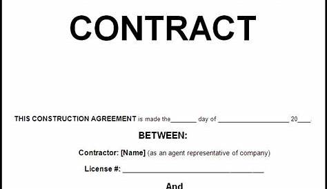 Construction Contract Sample Pdf | Master of Template Document