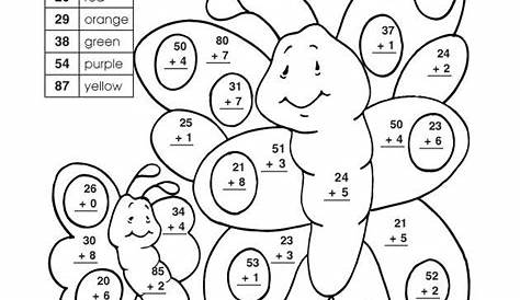 Two Digit Addition Coloring Worksheets Free | Addition coloring