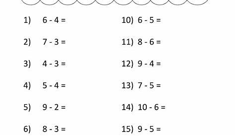Subtraction to 10 Worksheets