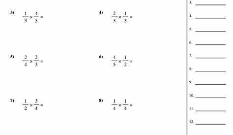Multiplying Fractions Worksheet Answers