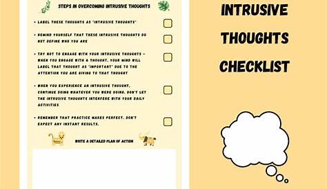 Intrusive Thoughts Checklist Anxiety Worksheet CBT | Etsy