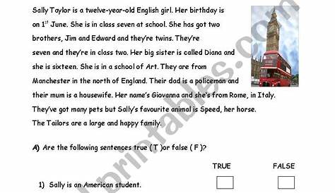 English test 5th grade - ESL worksheet by Ladybird19