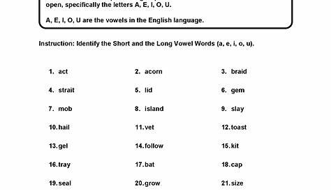 short and long vowel words worksheets