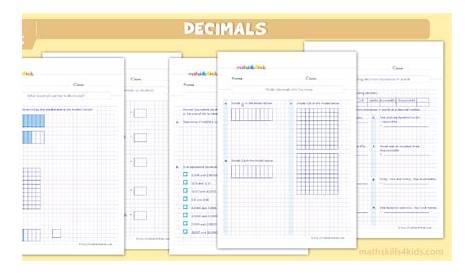 fourth grade decimal worksheet