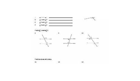 transversal lines worksheet 7th grade