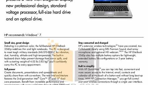PDF manual for HP Laptop EliteBook 2560p