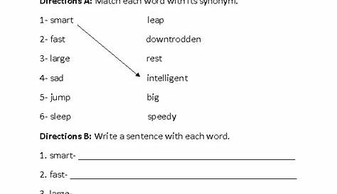 Learning Synonyms Worksheets Part 1 | Synonym worksheet, Common core