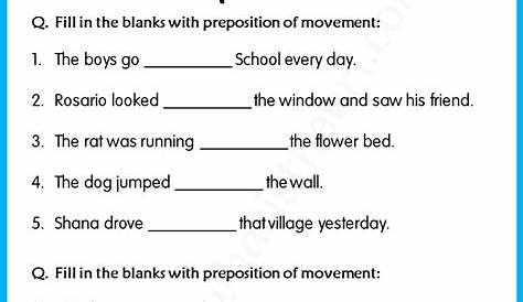preposition worksheets for grade 1