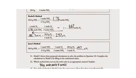 mole ratio practice worksheet