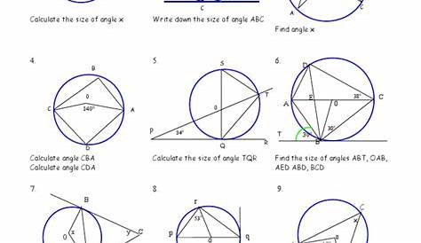 Worksheet Circle Theorems 1