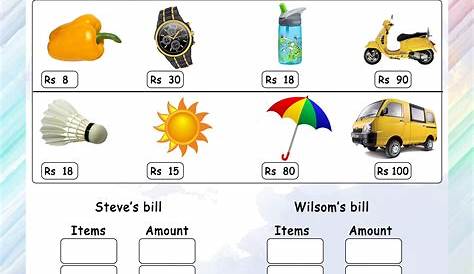 Make a bill - Math Worksheets - MathsDiary.com