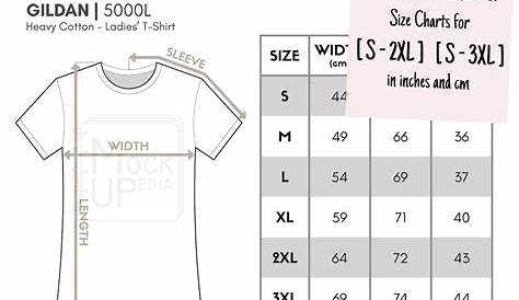 Gildan 5000L Ladies T-shirt Size Chart inches/cm Digital - Etsy