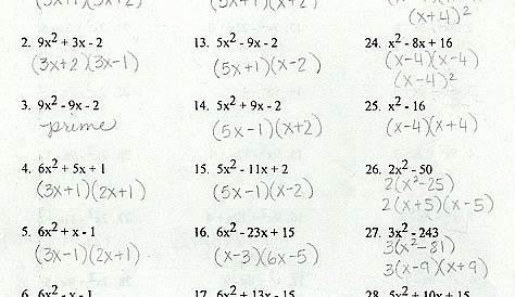 Factoring Trinomials Worksheets Answers