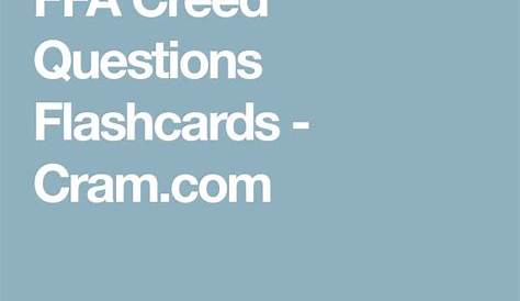 FFA Creed Questions Flashcards - Cram.com | Ffa creed, Ffa, Study