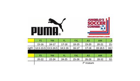puma youth soccer jersey size chart