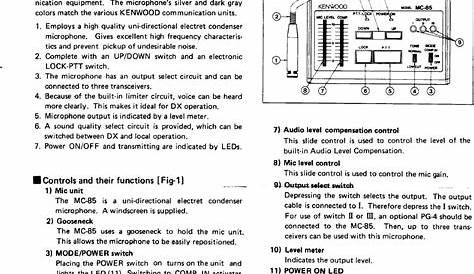 Kenwood Microphone Mc 85 Users Manual