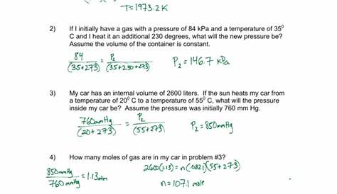Combined Gas Law Worksheet Chart - kulturaupice