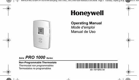 Honeywell Th1110D1000 Operation Manual 400 626 002 D (69 1971EFS 04 Non