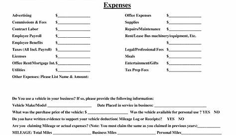 schedule c expenses worksheets