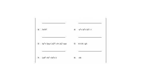 Classifying Polynomials Worksheets