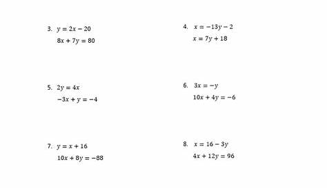 solutions to systems of equations worksheets