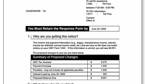 irs notice cp2000 response form