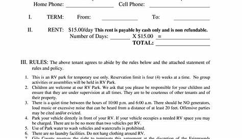 Simple Rv Lot Rental Agreement Form - Fill Out and Sign Printable PDF
