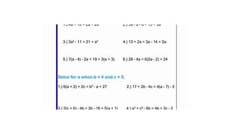 algebraic expressions grade 6