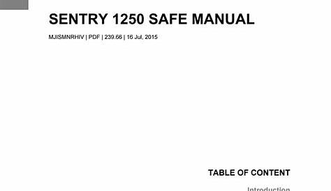 sentry 1380 safe owners manual
