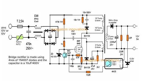 12V, 5 Amp SMPS Battery Charger Circuit - Homemade Circuit Projects