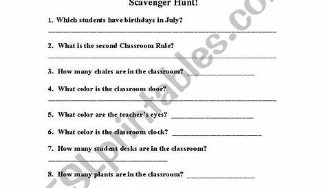 student scavenger hunt worksheet