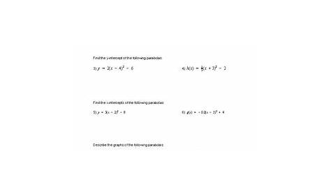 Vertex Form Of A Quadratic Function Worksheet - slideshare