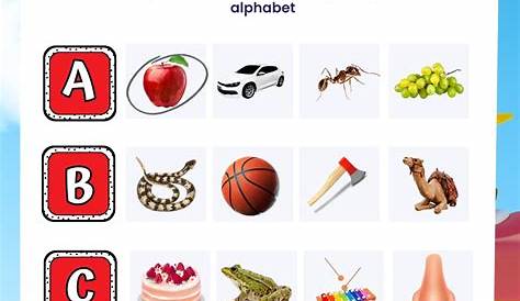 worksheet for alphabets with pictures