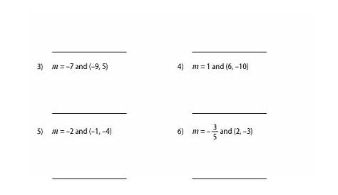 point slope form worksheet with answers
