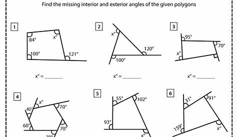 Interior And Exterior Angles Of Polygons Worksheets