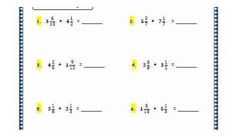 mixed numbers worksheet 4th grade