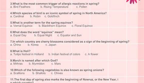 spring trivia questions and answers printable