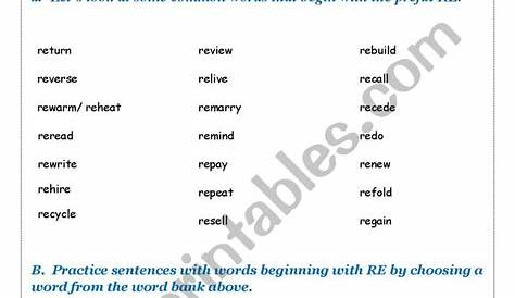 The prefix RE - ESL worksheet by johanne23232