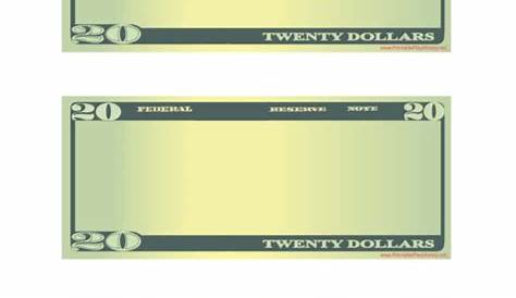 Blank Twenty Dollar Bill Template printable pdf download