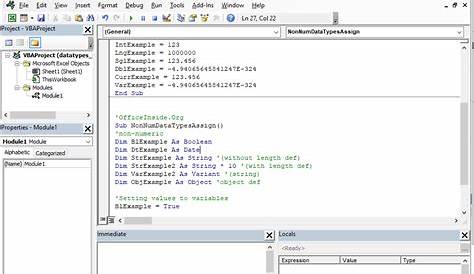 vba excel chart types