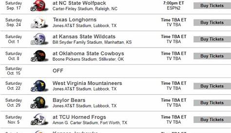 Texas Tech Football Schedule 2024 Printable - Val Libbie