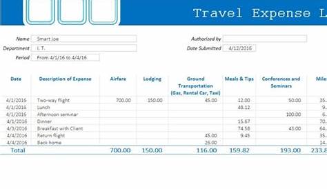 Travel Expense Log - My Excel Templates