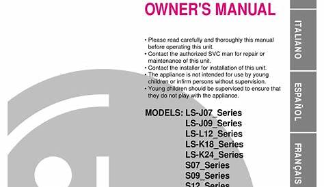 LG LS-J0962HL AIR CONDITIONER OWNER'S MANUAL | ManualsLib