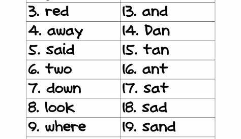spelling words for 1st graders list