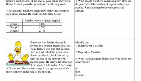 independent variables dependent variables and constants worksheets answer key