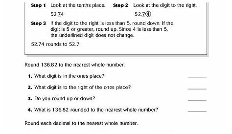 rounding decimals 5th grade worksheet