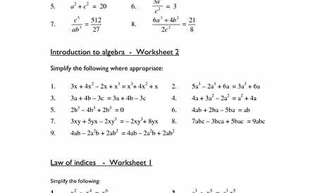 freshman algebra worksheet