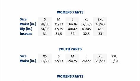 youth baseball pants size chart by age