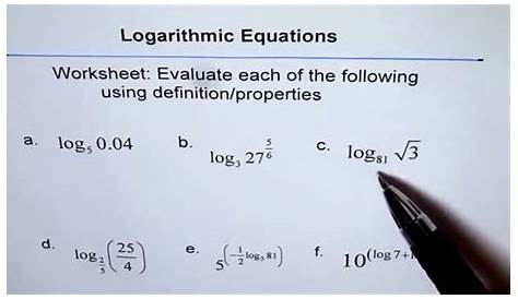 Logarithm Practice Questions With Answers